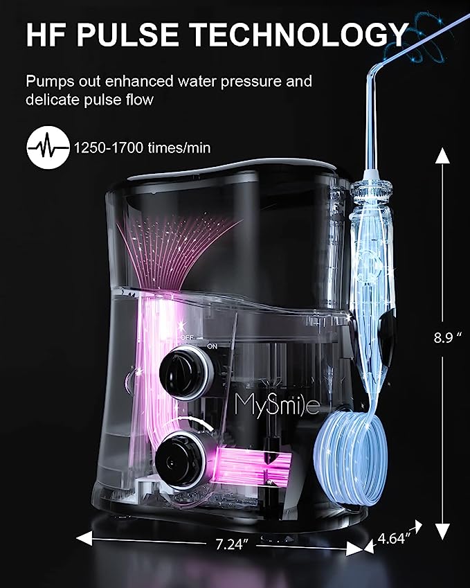 2 6 - Keep Your Teeth Clean and Healthy with MySmile 1000ML Countertop Water Dental Flosser with a Hook
