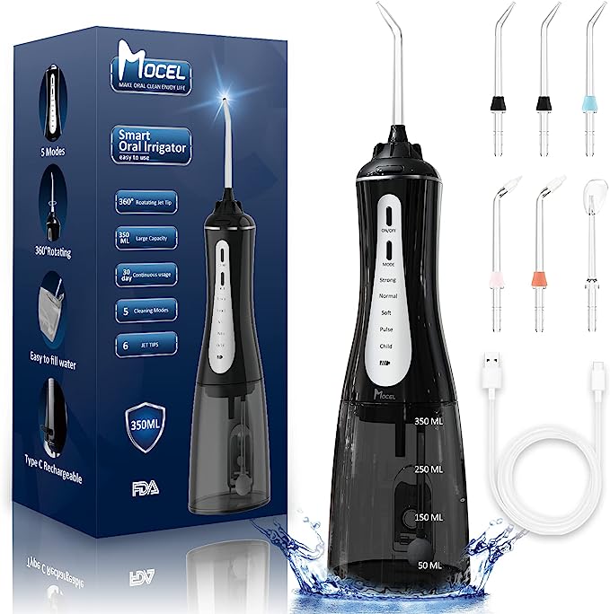 1 15 - MOCEL Water Dental Flosser Oral Irrigator with 5 Modes